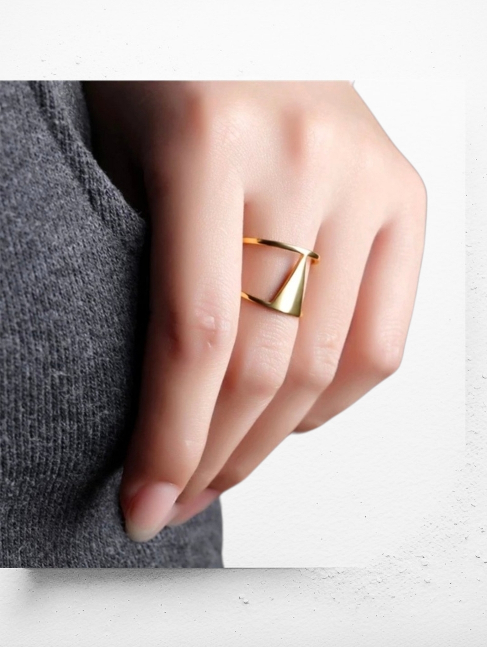 STAINLESS STEEL NAYOMI ABSTRACT RING - Picture 2 of 10